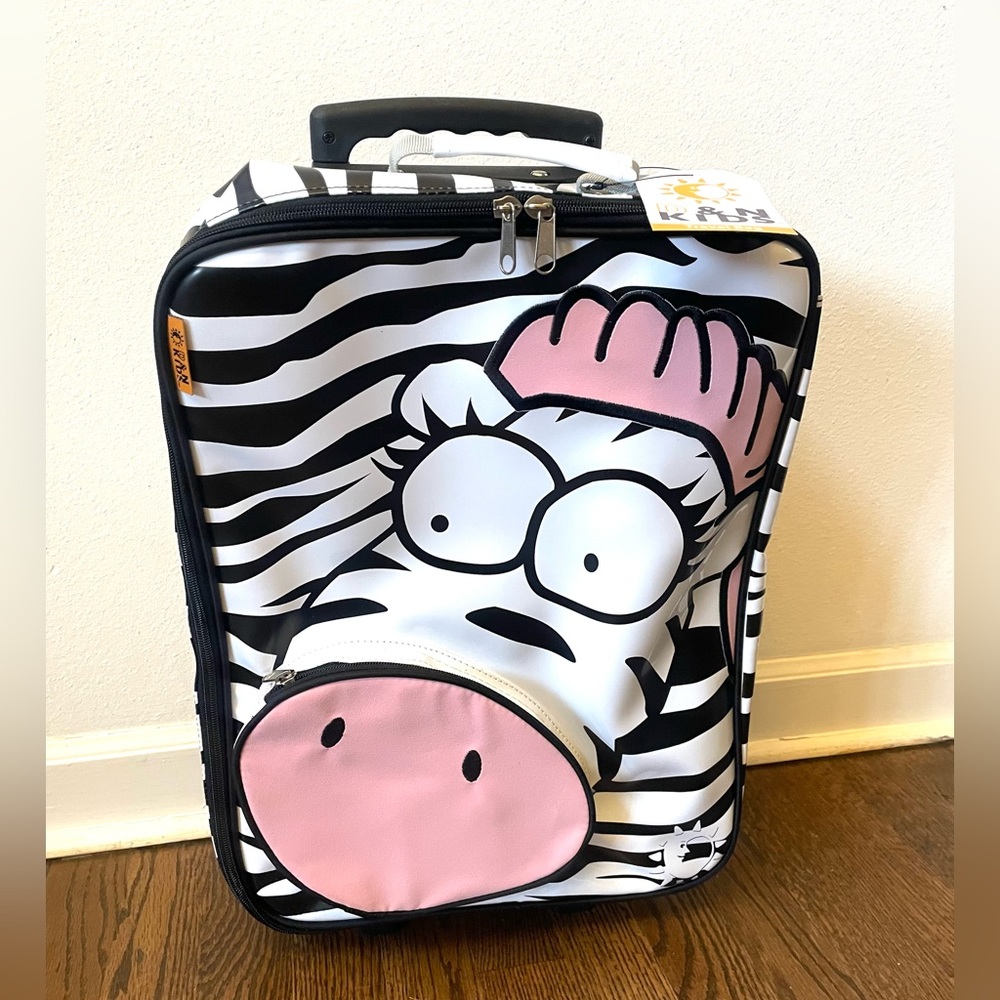Rolling suitcase with extended handle and fun zebra print!  Never used NWT D&N